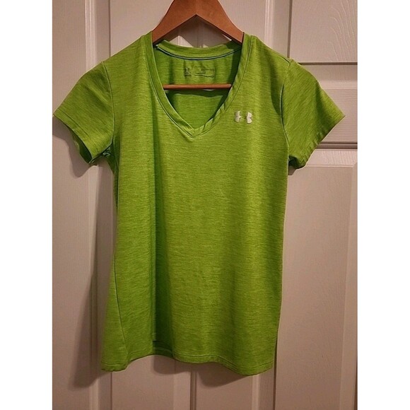 Under Armour Women's XS Top Green Logo Exercise T Shirt - Picture 6 of 7
